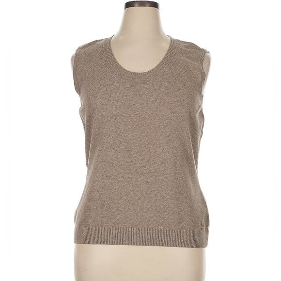 Escada Wool Blend Taupe Cream Sleeveless Sweater Vest XL Designer NWT Neutral - Picture 15 of 16